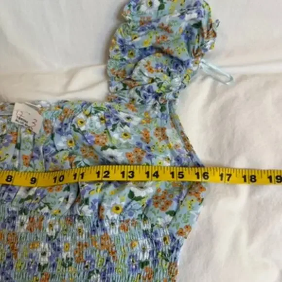 Cottage Core Crop Top Women Lg Floral Tie Smock Milk Maid‎ Feminine Prairie Mine - Picture 7 of 8